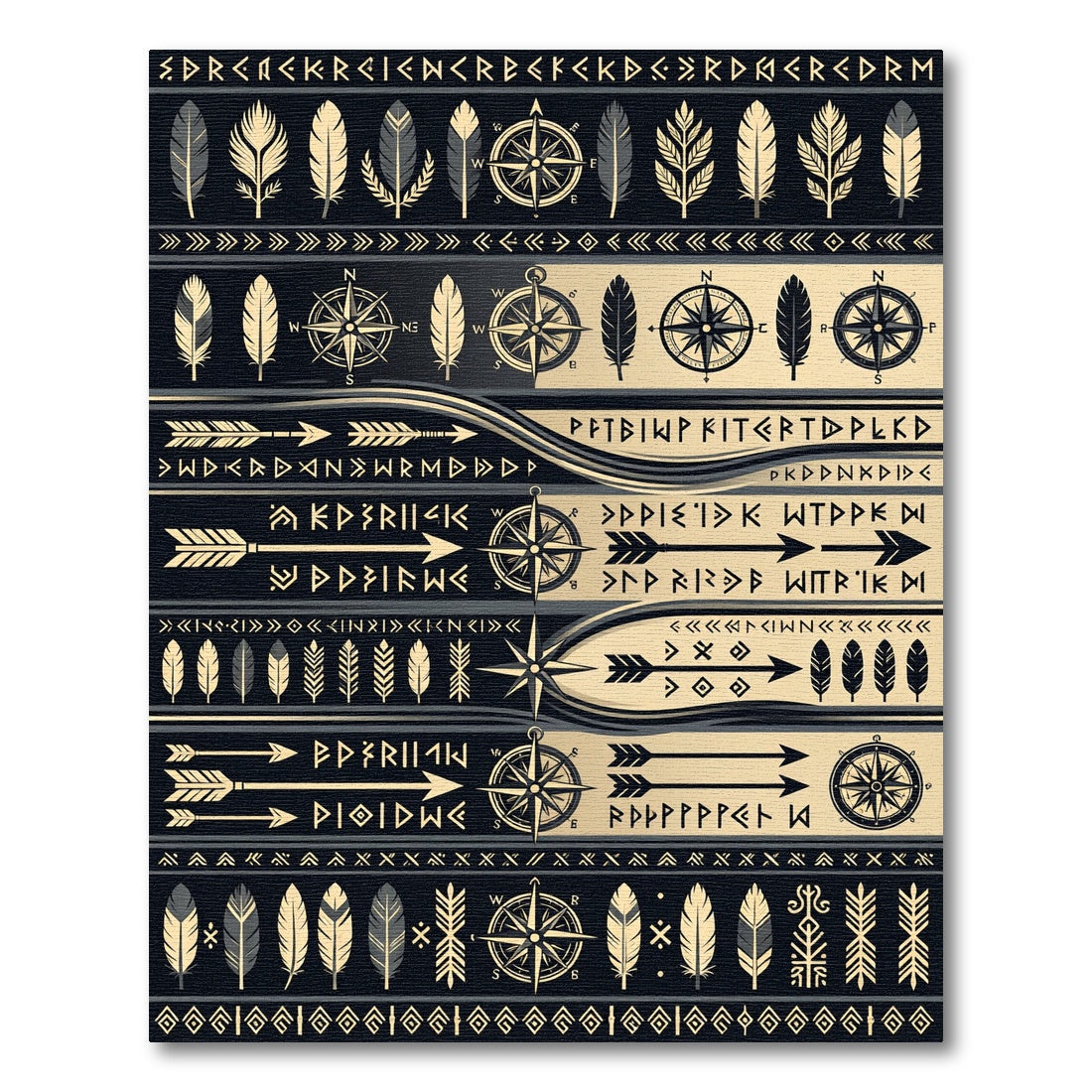 Navajo Feathers Compass Arrows Rug