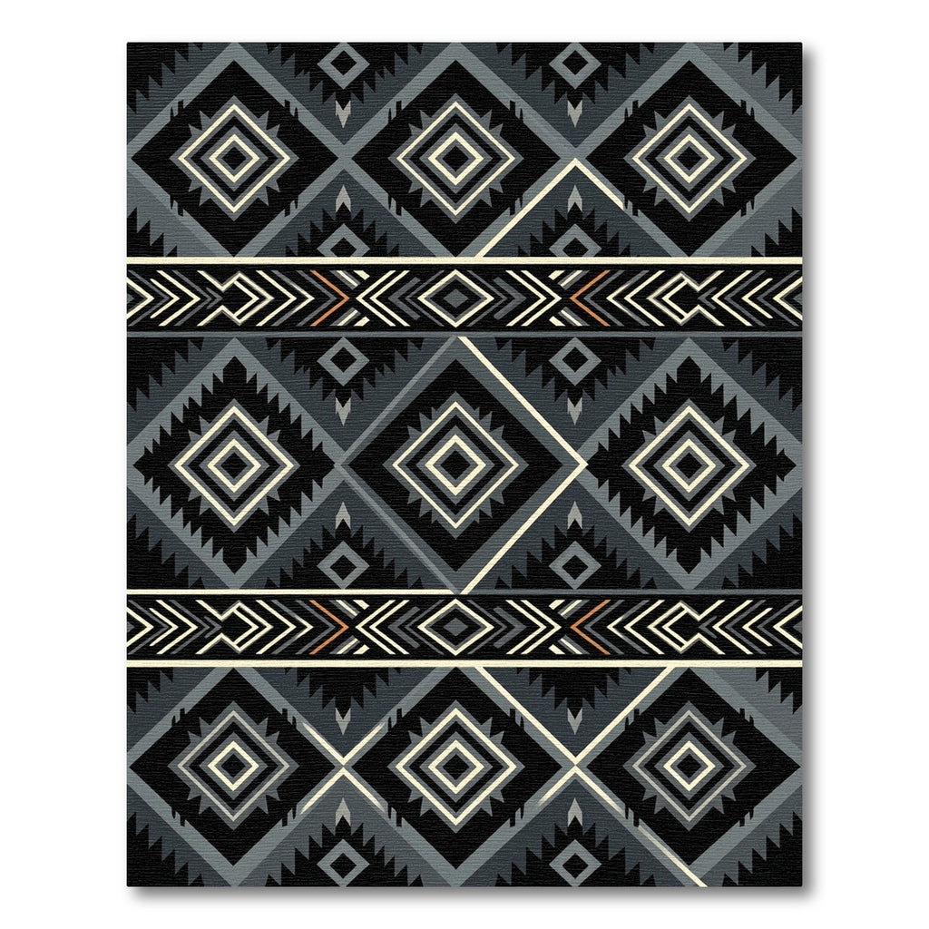 Tribal Diamond Black Gray Cream Rug
