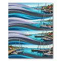 Serene Blue Nautical Harbor Wave Rug