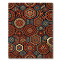Tribal Hexagon Geometric Terracotta Ochre Art Rug