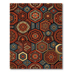 Tribal Hexagon Geometric Terracotta Ochre Art Rug