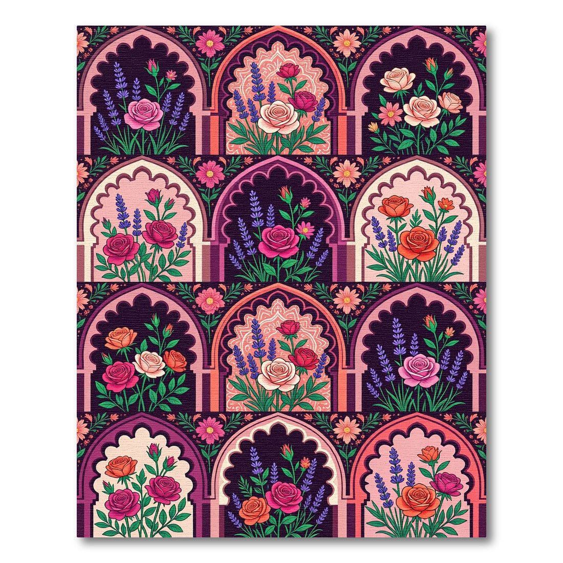 Archival Floral Lavender Rose Garden Rug