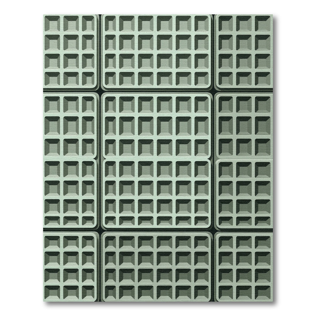 Sage Green Geometric Grid Texture Rug