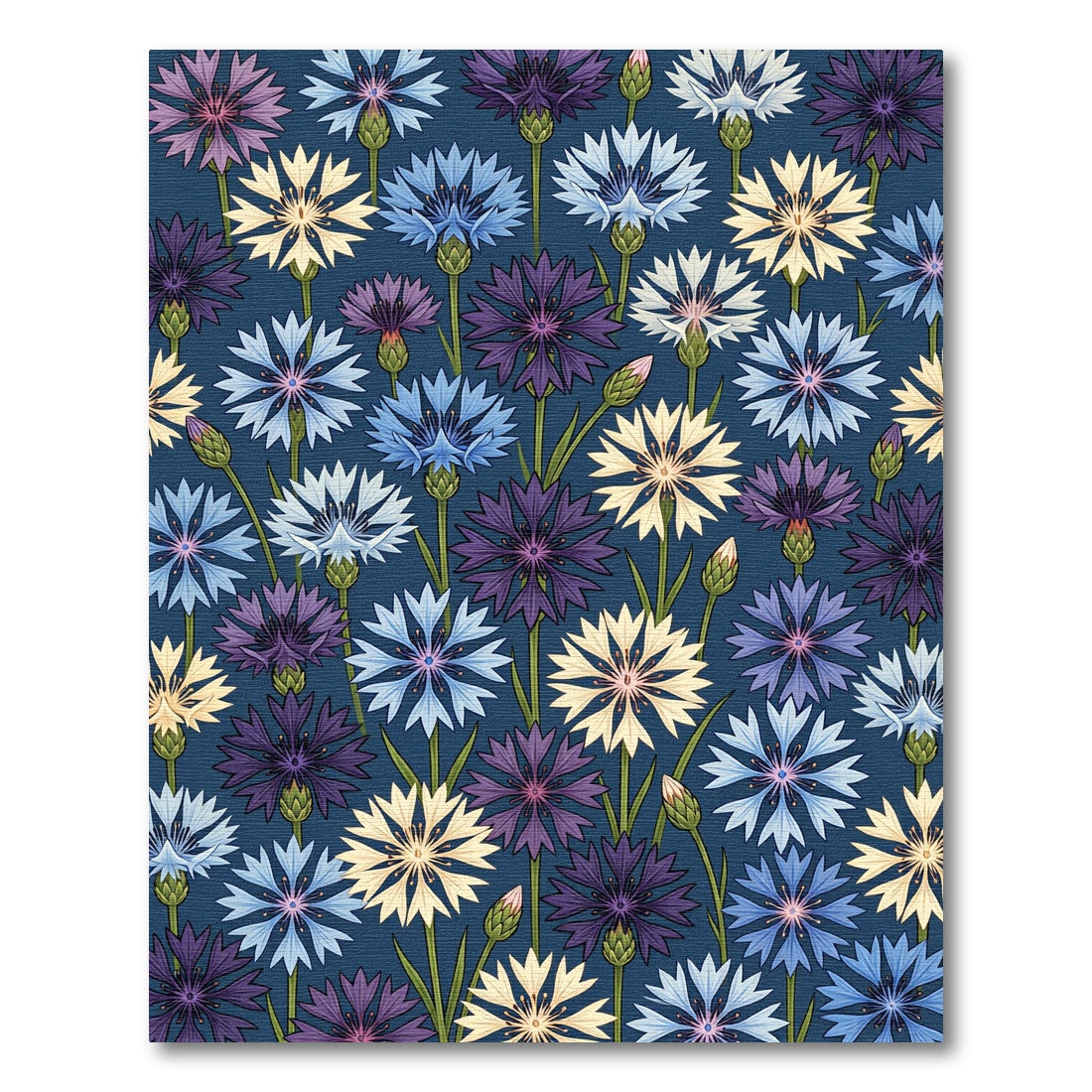 Cornflower Blue Purple Cream Garden Rug
