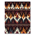 Fiery Ikat Flame Geometric Tribal Art Rug