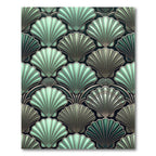 Art Deco Mint Green Seashell Pattern Rug