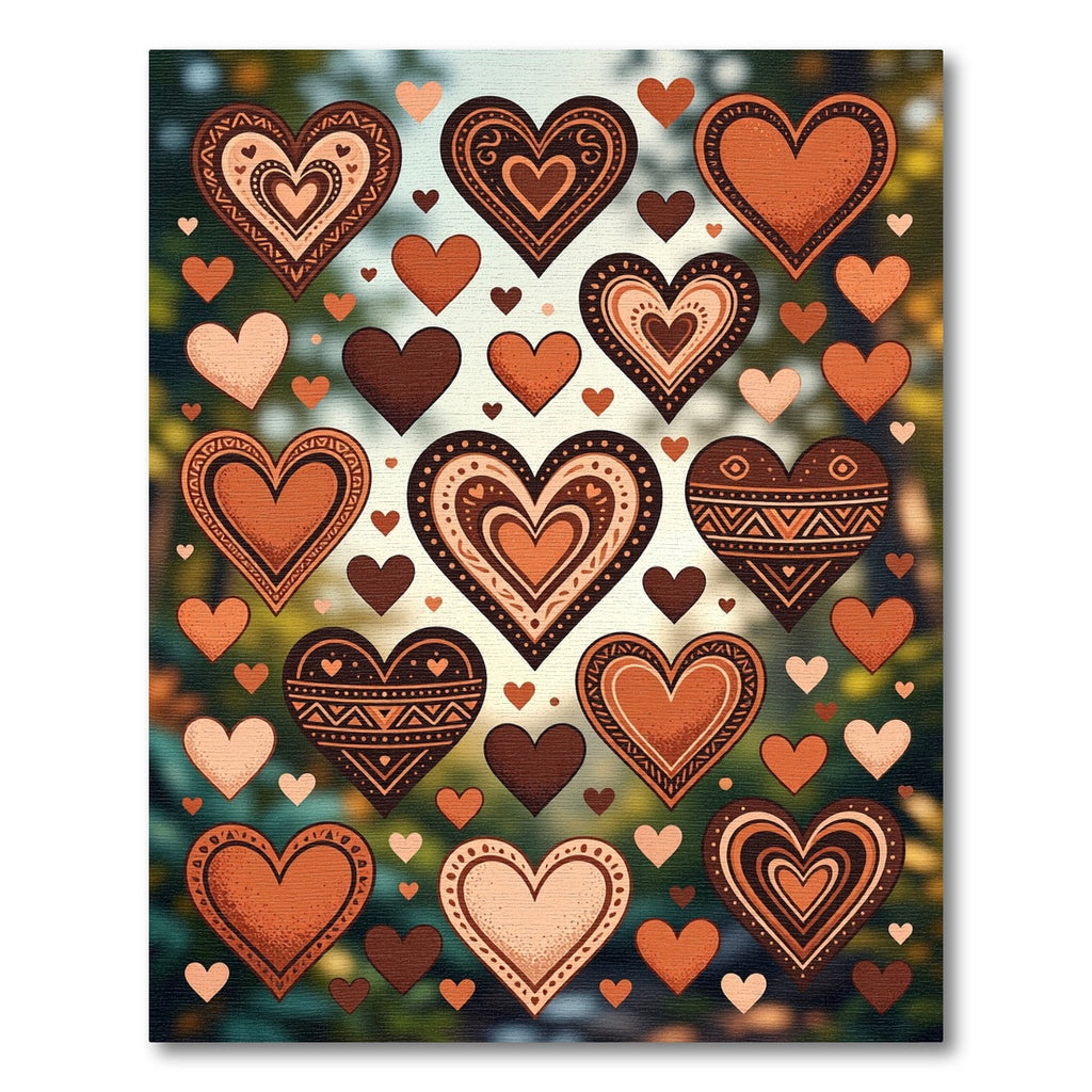 Earthy Baked Clay Hearts Collage Rug