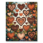Earthy Baked Clay Hearts Collage Rug