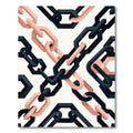Geometric Black and Peach Linked Chain Rug