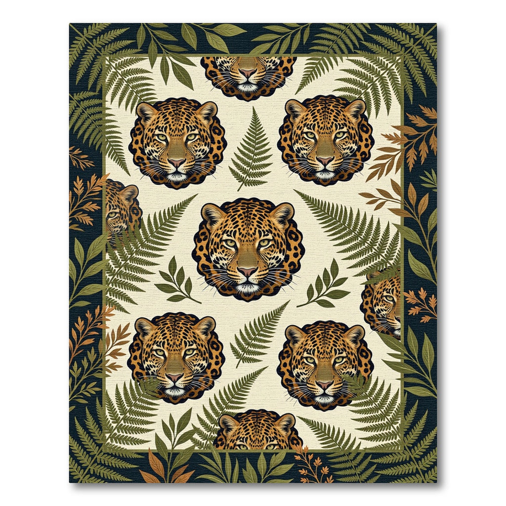 Lush Tropical Leopard Fern Cream Rug