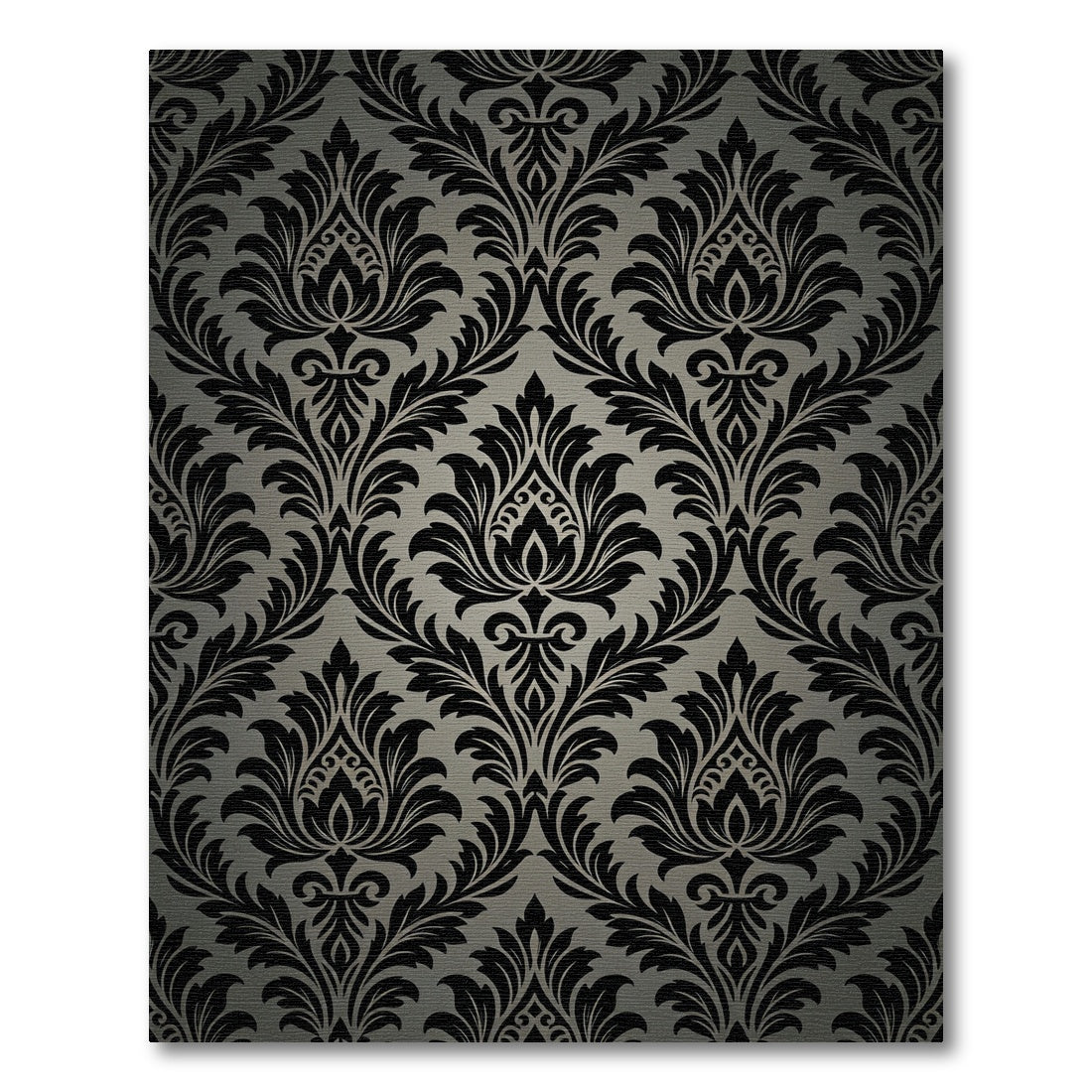 Black and Gray Damask Floral Rug