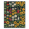 Botanical Sunflower and Daisy Garden Meadow Rug