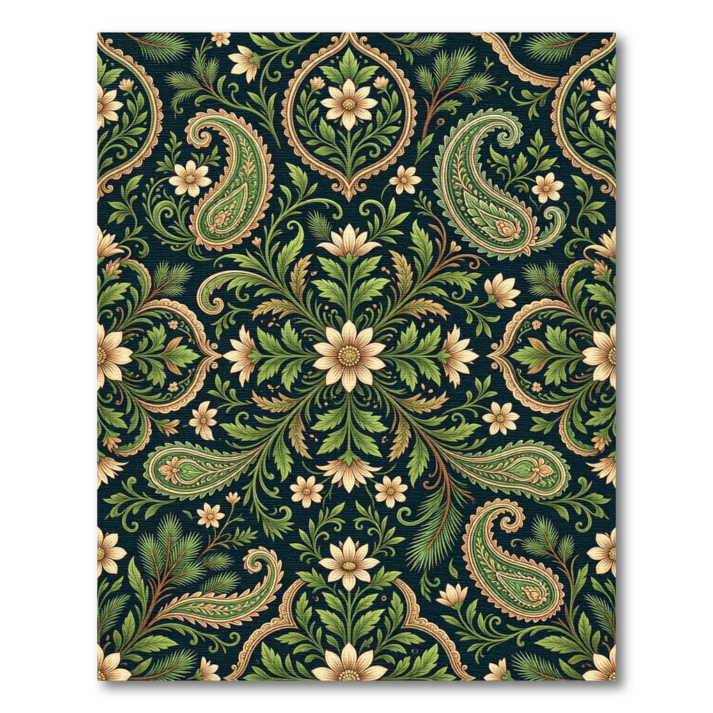 Rich Emerald Paisley Floral Scroll Rug