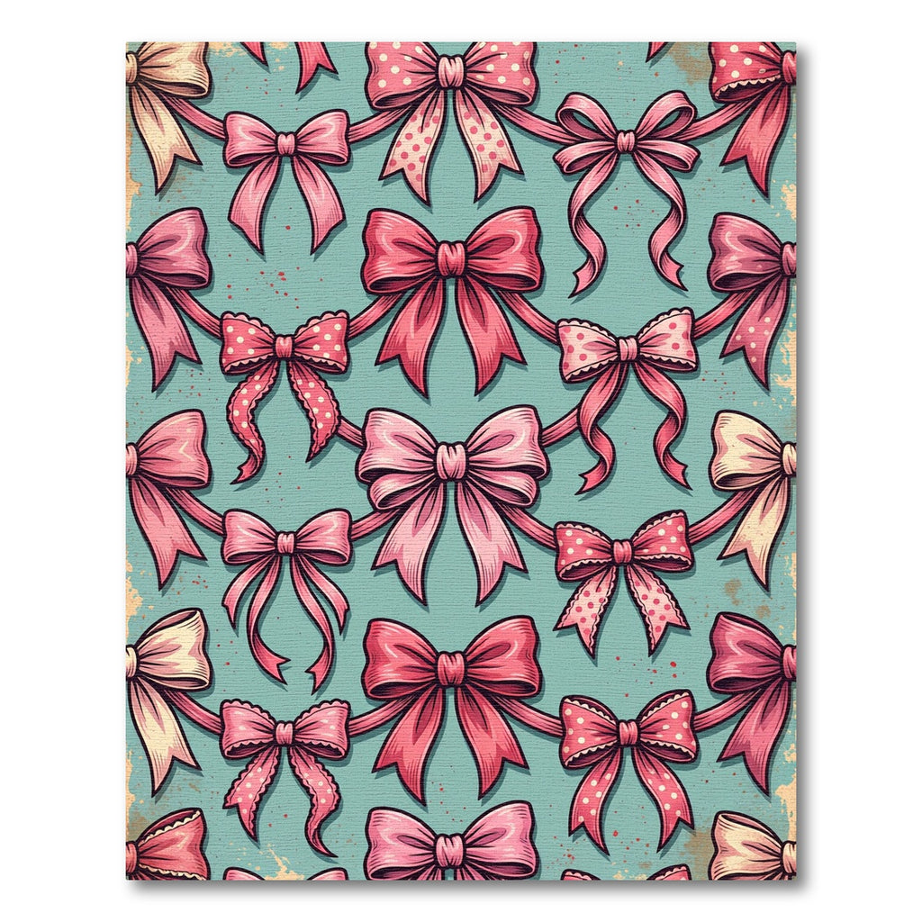 Vintage Pink Bow Ribbon Garland Rug