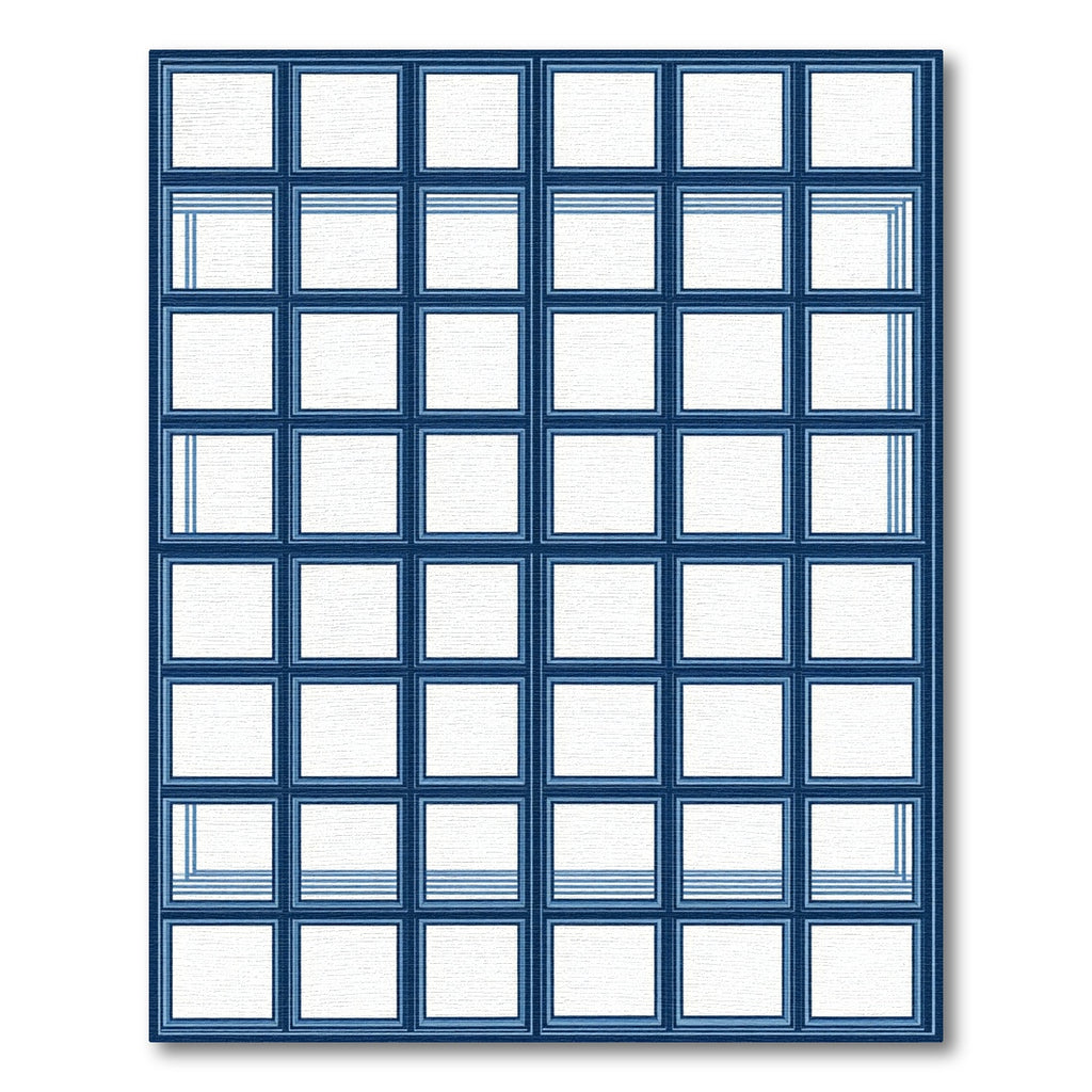 Minimalist Navy Blue Grid Square Window Rug