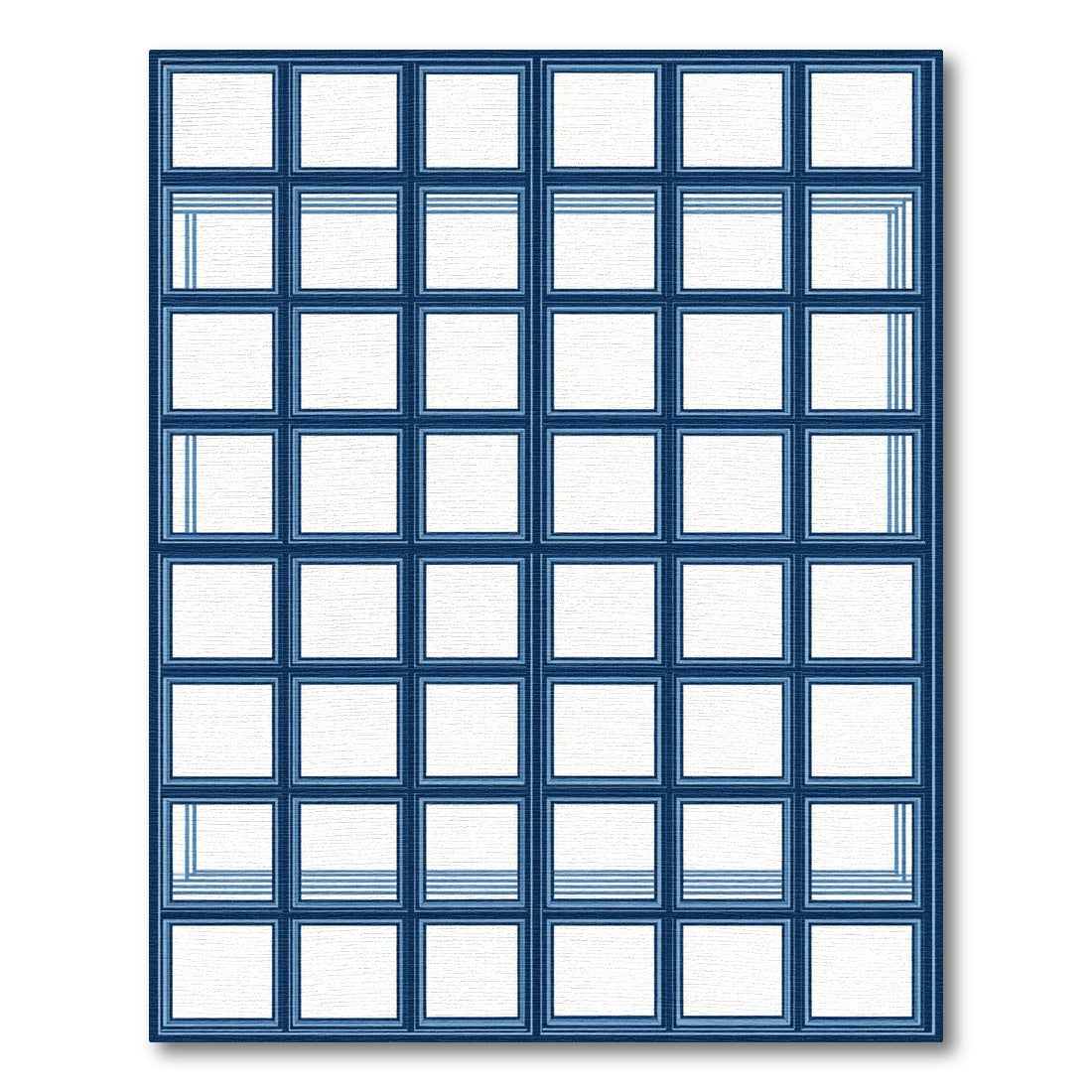 Minimalist Navy Blue Grid Square Window Rug