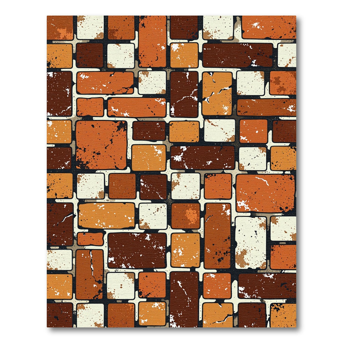 Rustic Brick Red Tones Scattered Rectangles Rug