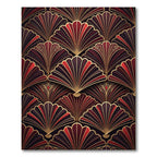 Elegant Red Fan Art Deco Rug