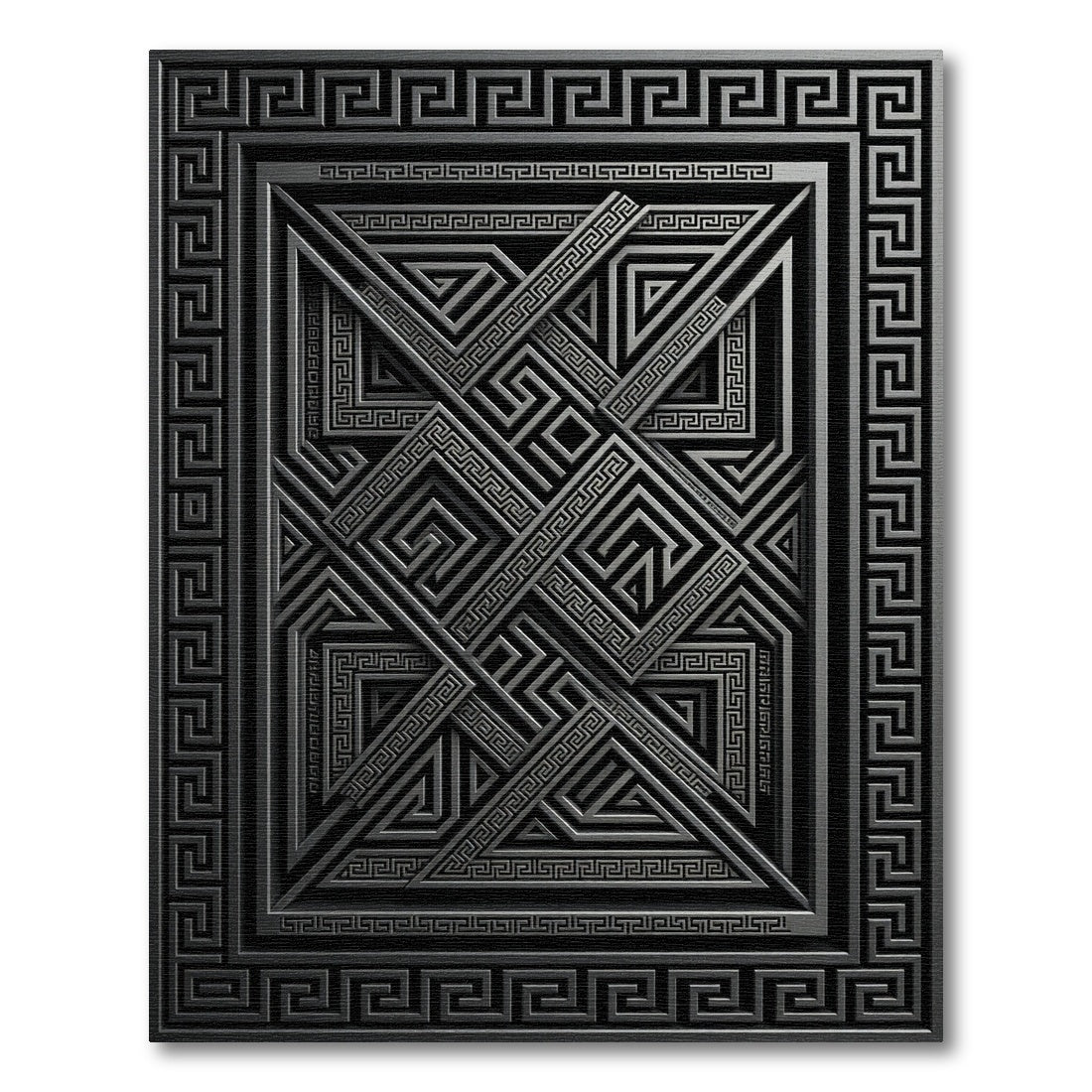 Monochrome Geometric Labyrinth Relief Rug