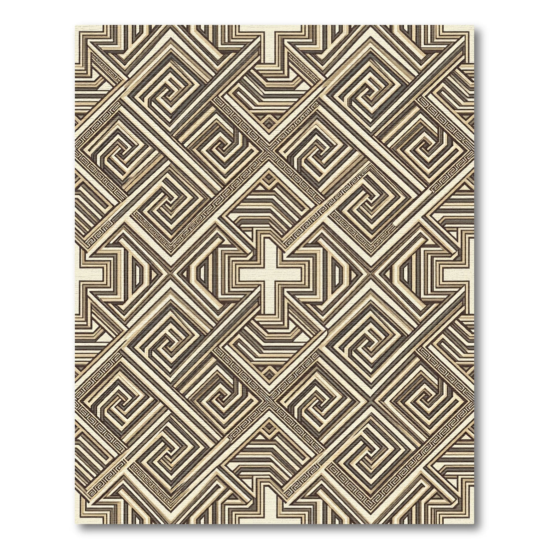 Geometric Neutral Maze Greek Key Rug