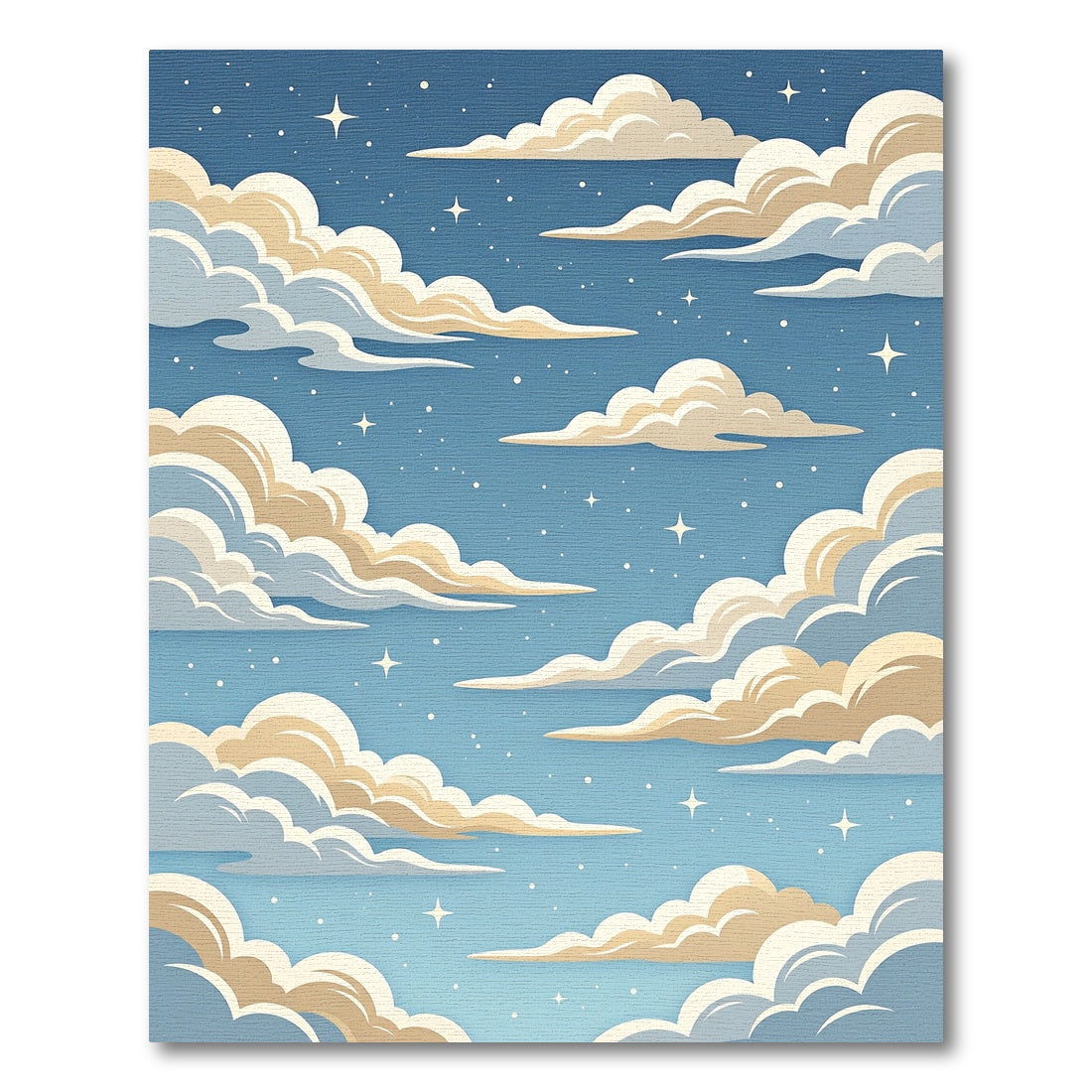 Celestial Clouds and Creamy Starry Sky Rug