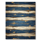 Distressed Navy and Cream Horizontal Planks Rug