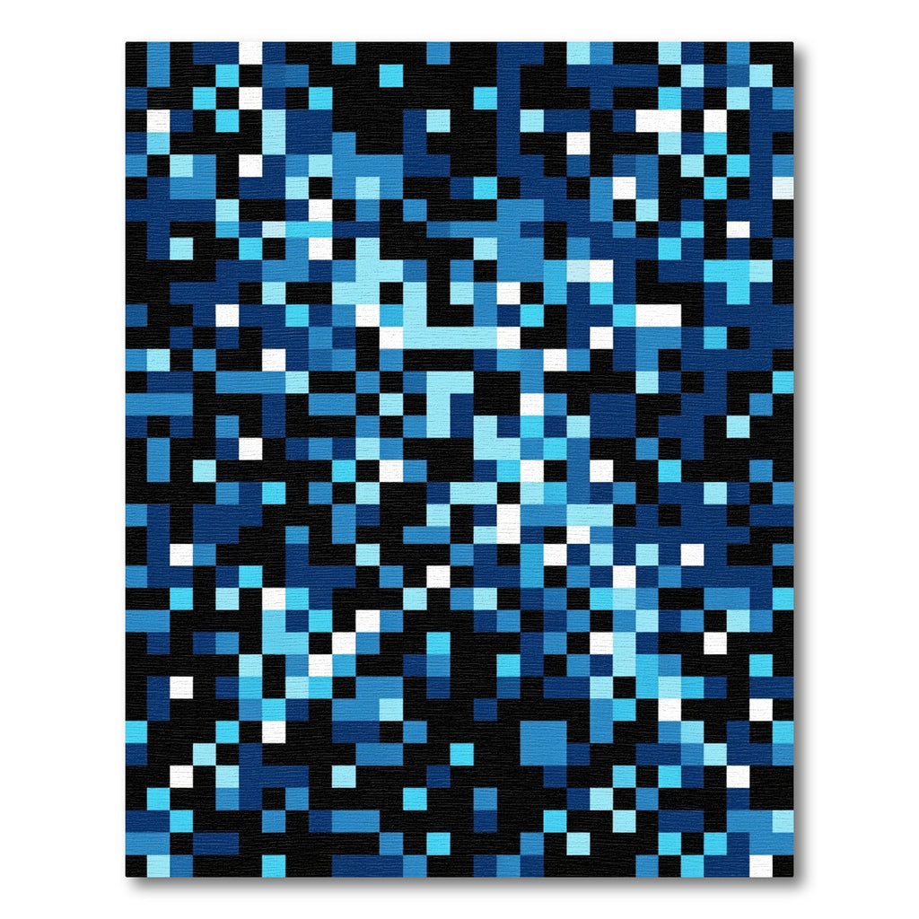 Modern Midnight Blue Pixelated Mosaic Rug
