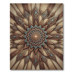 Intricate Teal Bronze Sunburst Medallion Rug