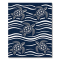 Navy Blue Sea Turtle Wave Graphic Rug