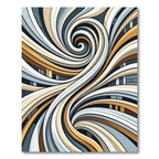 Modern Gold and Gray Abstract Swirl Rug