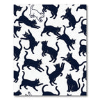 Whimsical Playful Black Kitten Silhouette Rug