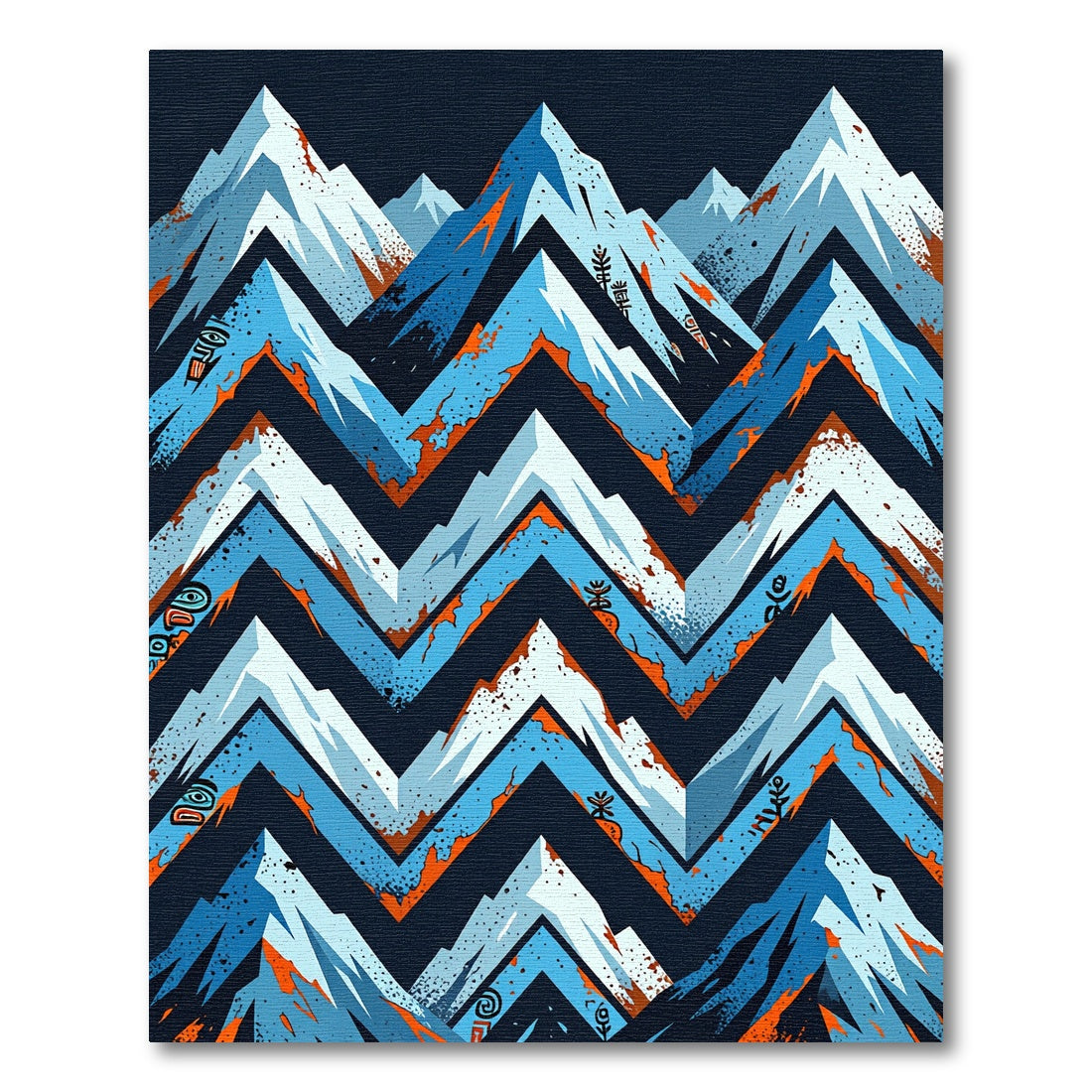 Blue Orange White Mountain Zigzag Rug