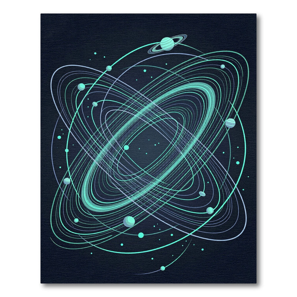 Luminous Teal Galactic Orbit Area Rug