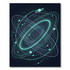 Luminous Teal Galactic Orbit Area Rug