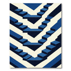 Navy Blue Geometric Illusion Steps Rug