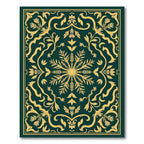 Emerald Gold Detailed Floral Medallion Rug