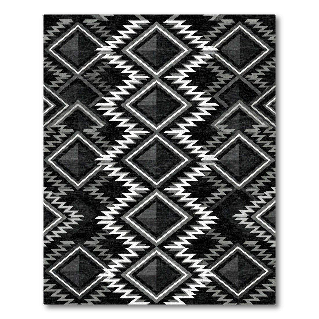 Bold Black White Diamond Zigzag Rug