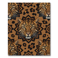 Majestic Leopard Face Floral Medallion Rug