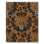 Majestic Leopard Face Floral Medallion Rug