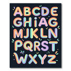 Vibrant Rainbow Alphabet Letter Art Wall Rug