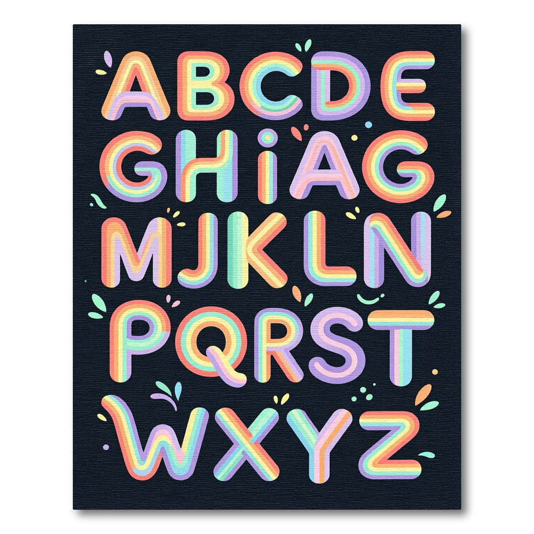Vibrant Rainbow Alphabet Letter Art Wall Rug