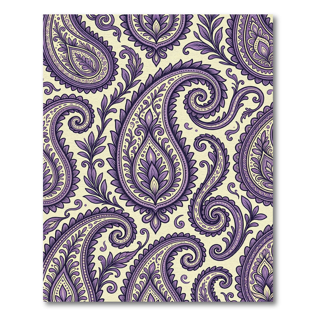 Purple Paisley Floral Scrollwork Rug