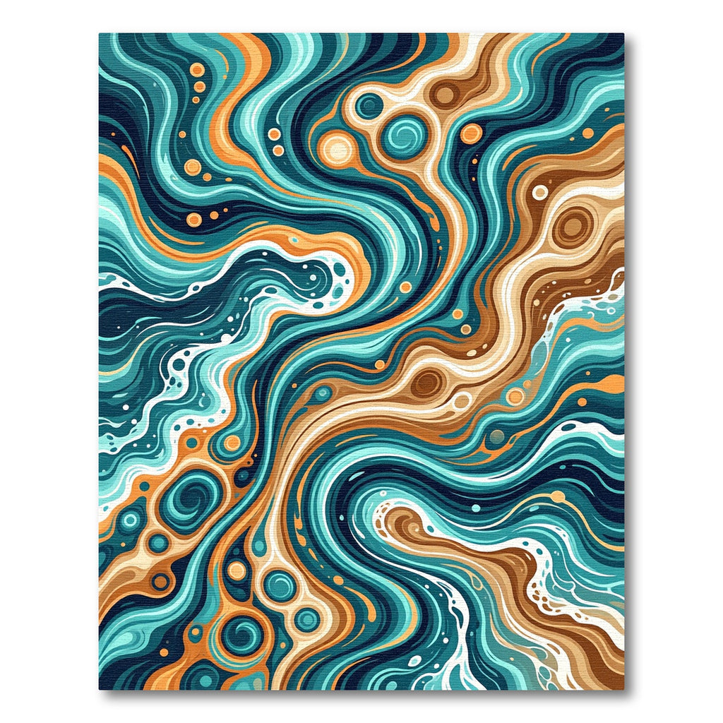 Dynamic Teal Orange Swirl Abstract Rug