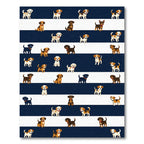 Playful Puppy Striped Navy Area Rug