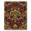 Ornate Gold and Crimson Damask Rug