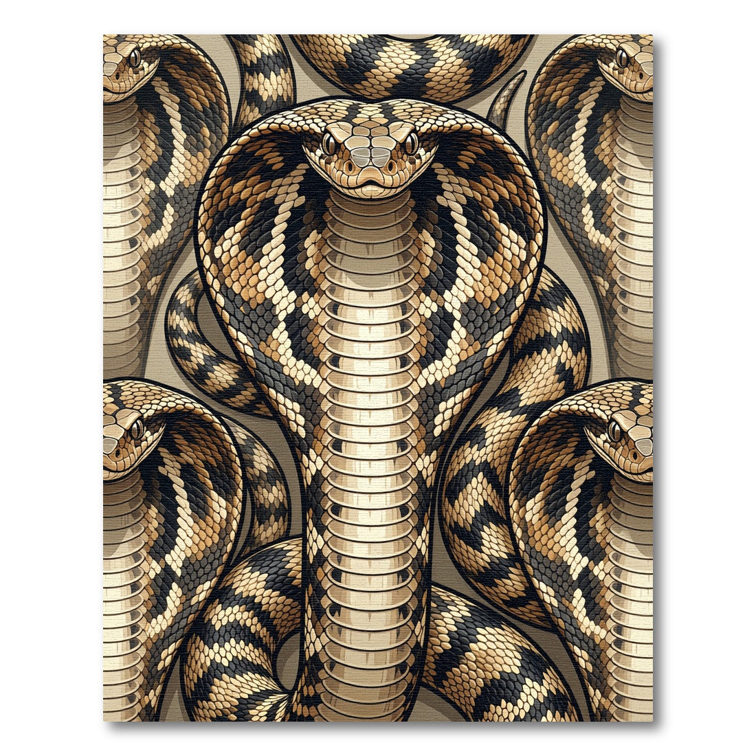 Bold Golden Cobra Serpentine Reptile Scale Rug