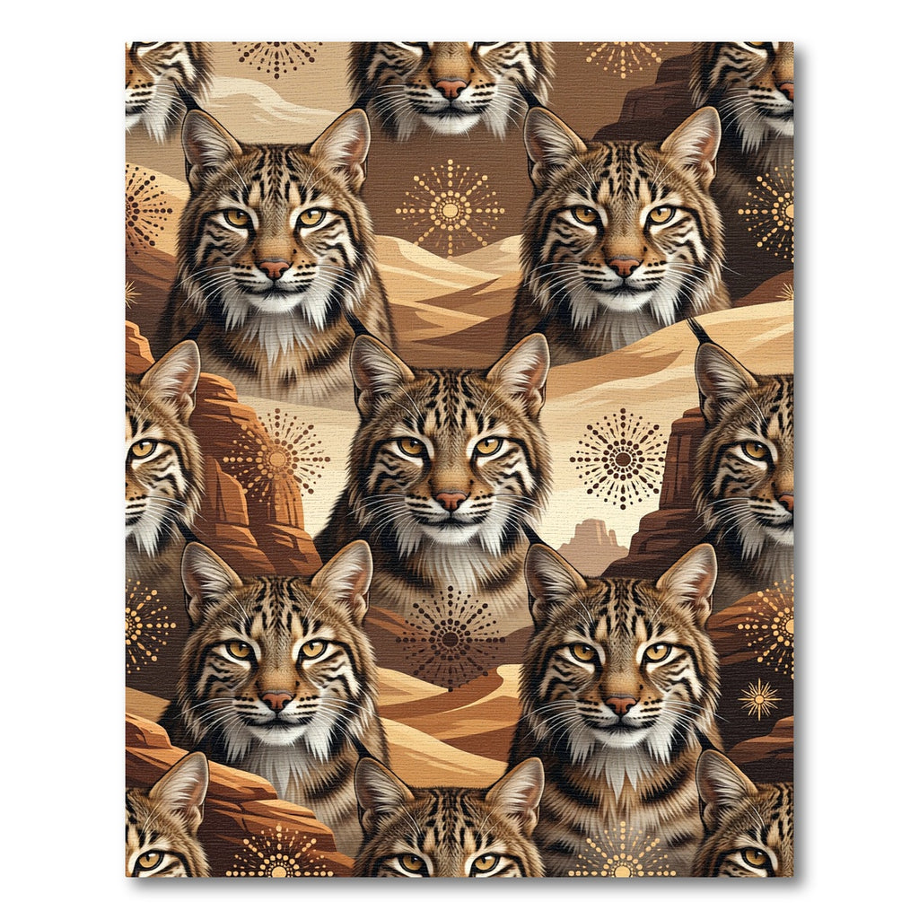 Desert Bobcat Sunburst Landscape Rug