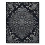 Ornate Silver Paisley Mandala Rug