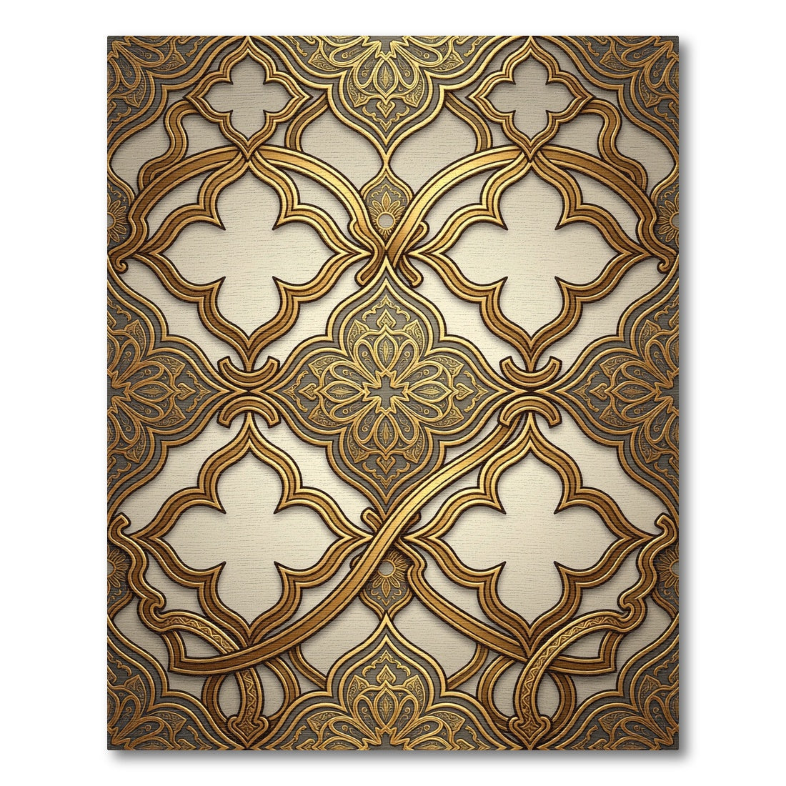 Elegant Gold Ornate Arabesque Filigree Rug