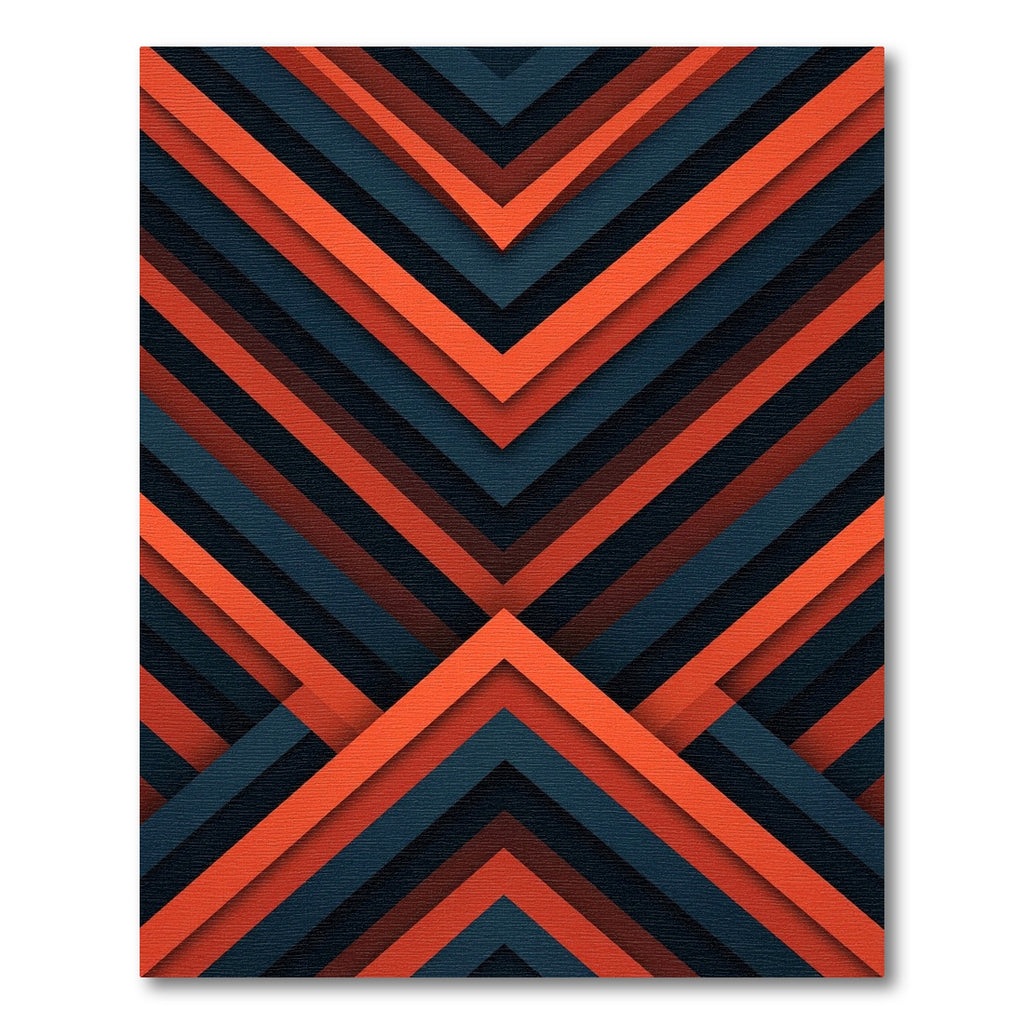 Modern Orange Charcoal Geometric Chevron Rug